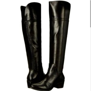 New Vince Camuto Bendra Riding Over The Knee Tall Boot Black Genuine Leather 5.5